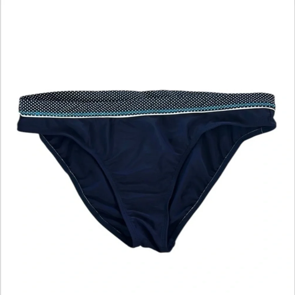 24th & Ocean navy blue polka dot bikini swim bottoms size XL NWOT